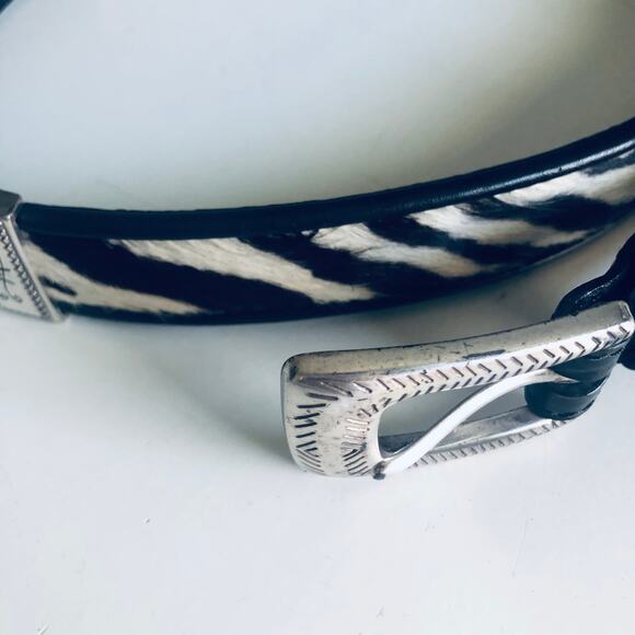 Brighton Women's M 30 Calf Hair Leather Belt Zebra Leopard - Picture 4 of 10